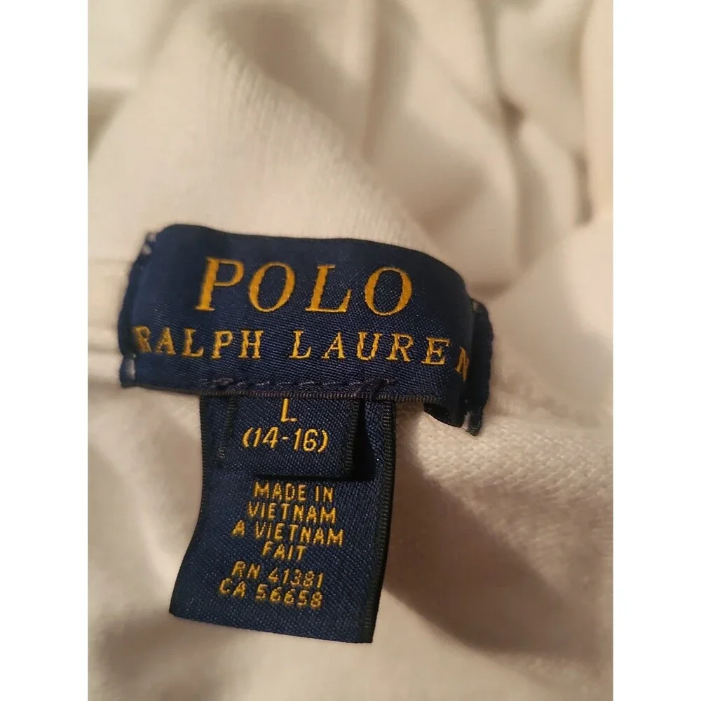 (#L4) Polo Ralph Lauren White Polo Long Sleeve Sz Youth Large (14-16l